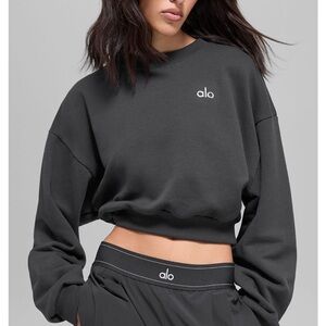ALO Yoga Anthracite cropped accolade crewneck